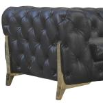 2S/3S Seater Chesterfield Retro Black Leather Sofa With Handcraft Pull Button