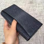 Authentic Smooth Stingray Skin Lady Large Wallet Genuine Leather Female Clutch