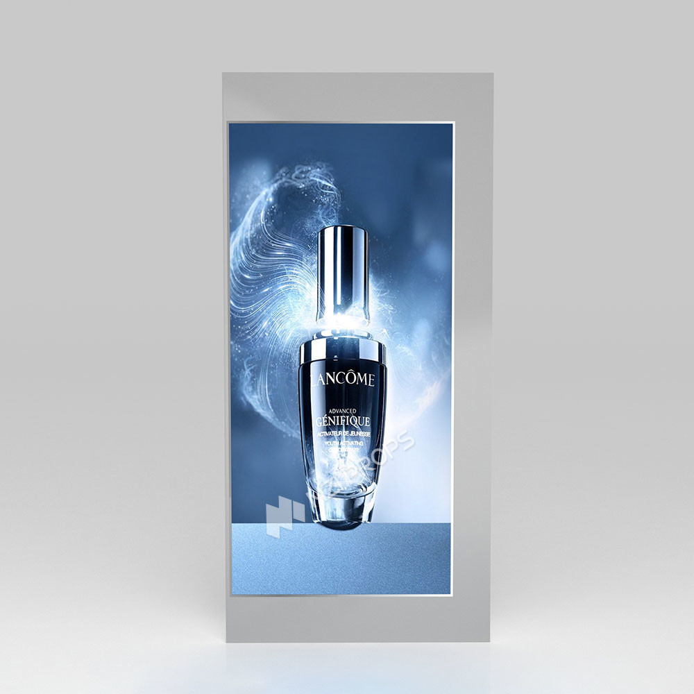 Makeup Display Shelf Grey Wooden Display Cabinet For Premium Shop Display And Retail Shop Design