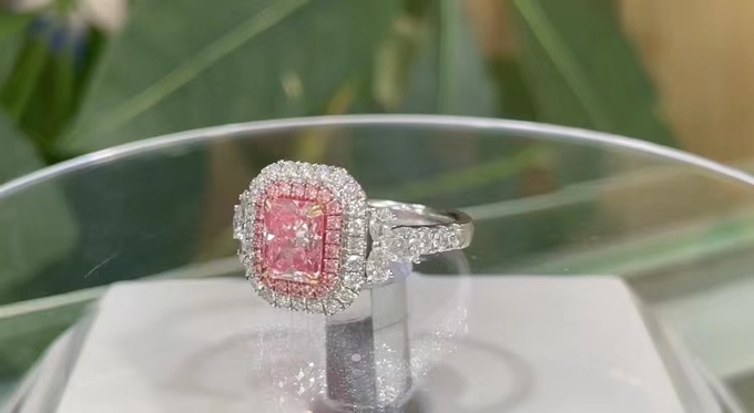 1ct Lab Diamond Jewelry Pink Cushion Diamond Ring 10 Mohs
