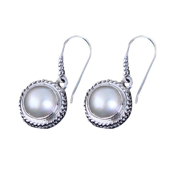 Buy cheap Vintage Sterling Silver Round Shell Pearl Bead Drop Dangle Earrings (060320) from wholesalers