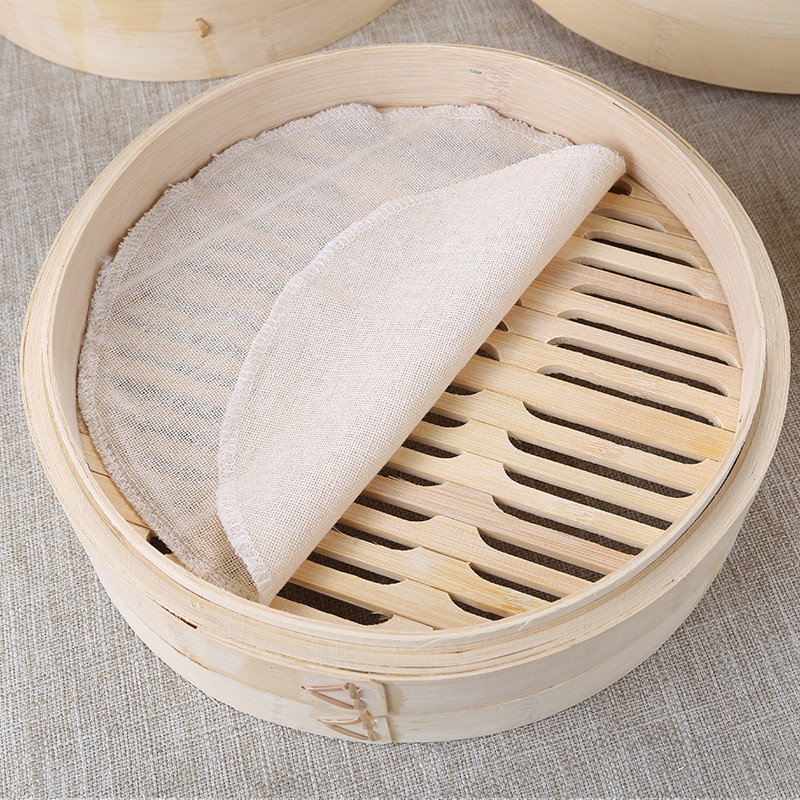 6 Inch Basket Dim Sum Bamboo Steamers With Lid 2 Tiers