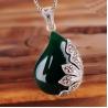 Buy cheap Vintage Jewelry 925 Silver Green Agate Marcasite Drop Pendant Necklace 18 Inches (JA1674GREEN) from wholesalers
