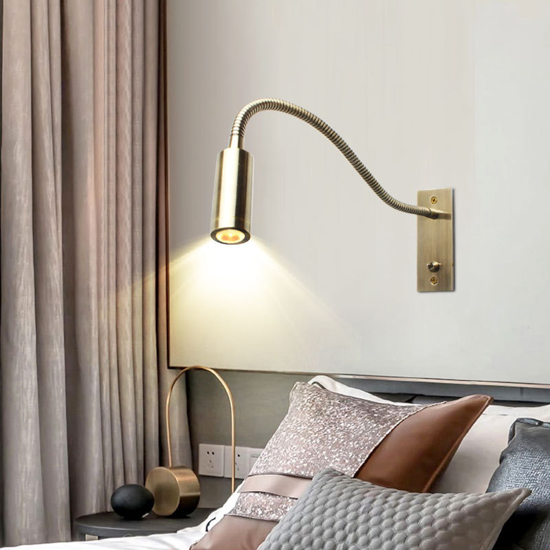 Good quality recessed mounted 3W reading wall lamp hotel led flexible arm bedside reading light for house decoration