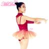 Buy cheap 2 In 1 Asymmetrical Sequined Lace Dance Leotards One Sleeve With Two Tones Childs Tutu Skirt from wholesalers