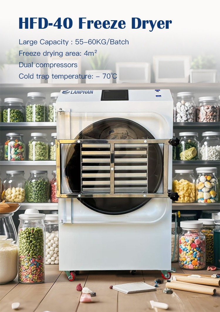 55kg-60kg/batch 14 Trays Commercial Freeze Drying Machine 4m2 Freeze dryer for Food