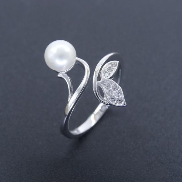 Buy cheap Lady Charm Silver Pearl Ring Real 925 Simulation Flower Design from wholesalers
