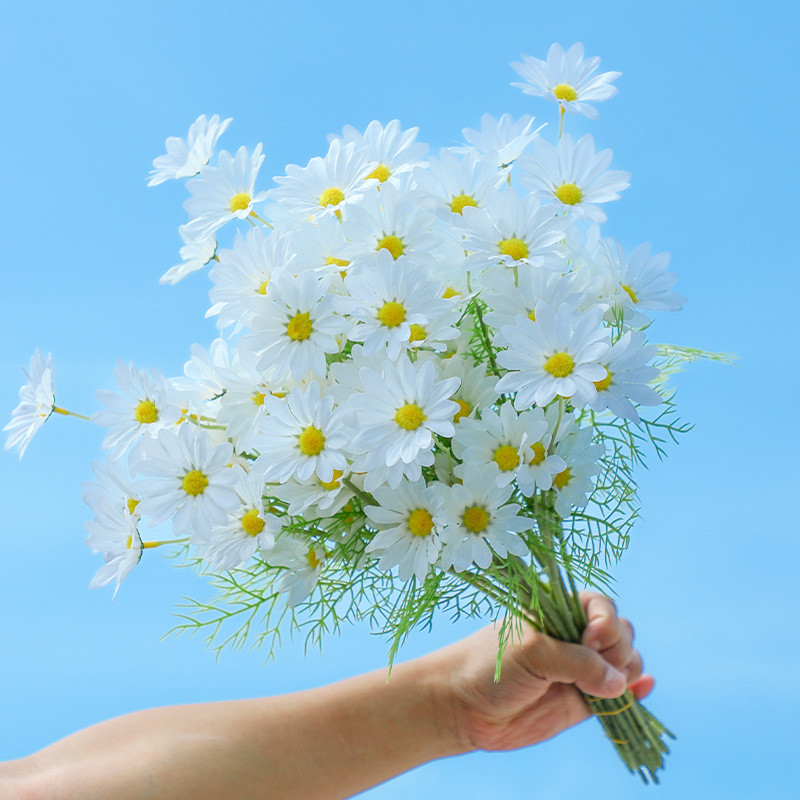 Chamomile simulation, small daisy, fake flower, living room decoration, dining table, fake flower decoration, flower arrangement, ornaments,
