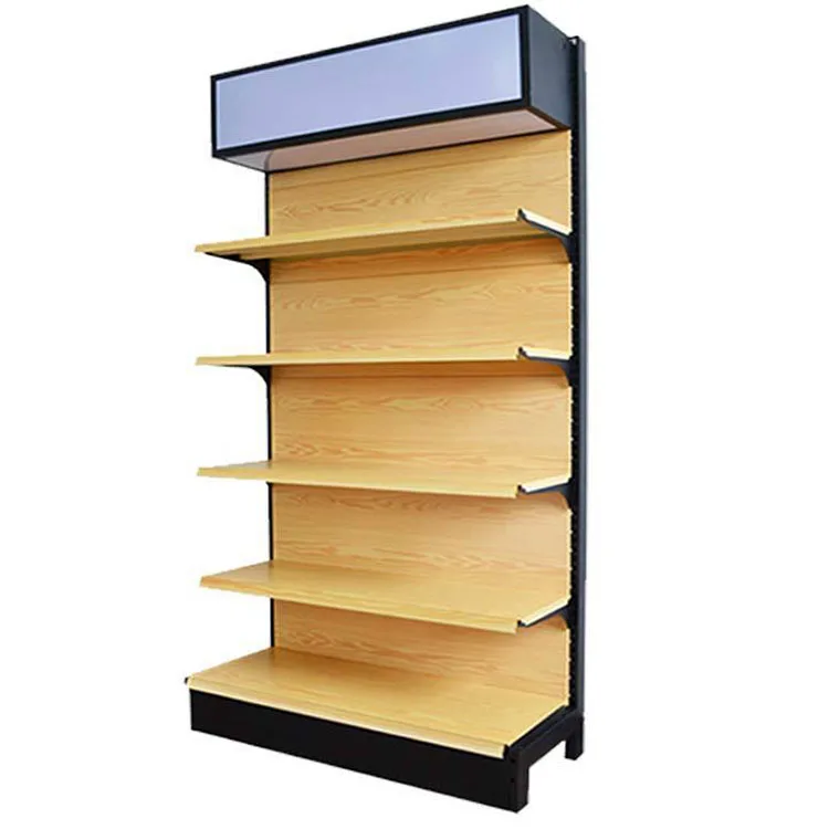 Factory Custom Size Color wood grain color supermarket bread display rack grocery market gondola shelving