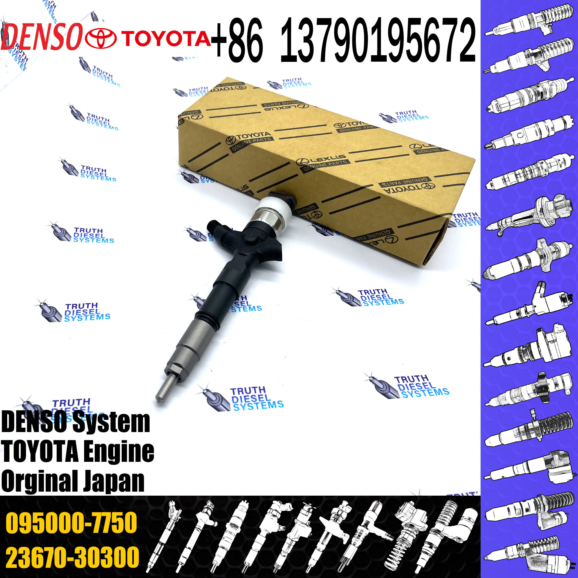 Fuel Injector 095000-8740 095000-7761 095000-7750 For 23670-0L010 23670-30300, 23670-39275