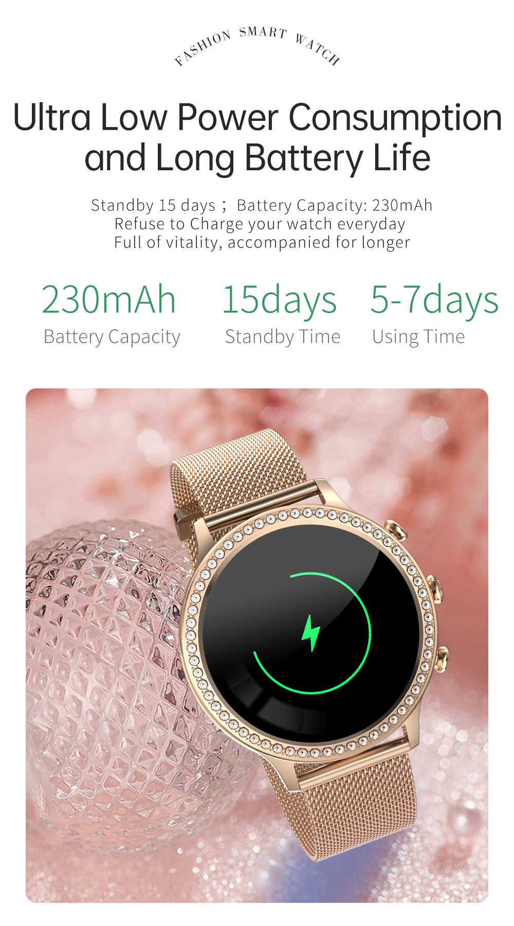 Smart Watch for Women Dial Answer Calls, 1.32'' Diamond Smartwatch Fitness Tracker