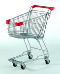 Small Supermarket Shopping Cart 60L Metal Wire Basket Trolley With Wheels