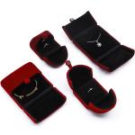 Dark Red Soft Velvet Jewelry Box Clamshell Shaped Jewelry Set Box Packaging