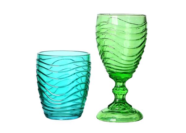 Quality Non Slip Embossed Whisky Rock Glass 7oz Aqua Whiskey Glasses for sale