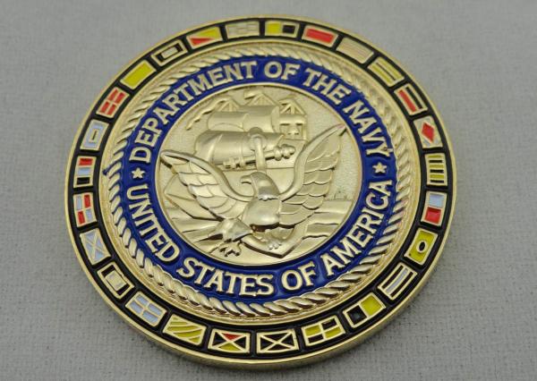 Buy cheap Gold Plating Personalized Navy Coin for Awards / Souvenir / Holiday, Rope Edge Coin from wholesalers