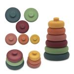 Round 80mm Baby Stacking Toy 100% Food Grade Silicone Teethers