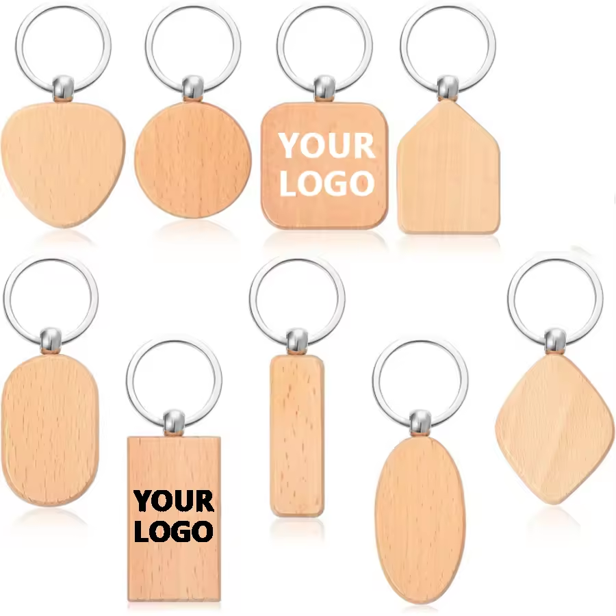 Customized Graphic Beech Wood Carabiner Keychain a Variety of Key Rings