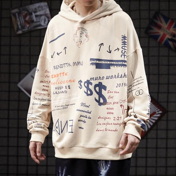 Ins Geometric Graffiti Men'S Hooded Sweaters High Street Rap Harajuku Style