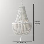 Weathered White wood beads chandelier lighting Pendant bedroom white chandelier