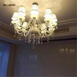 White crystal chandeliers for dining rooms with Flower lampshade (WH-CY-62)