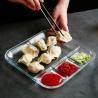 Buy cheap 9 Inch 10 Inch Tempered Glass Dessert Plates Square Shaped Dinner Plate with Dividers from wholesalers