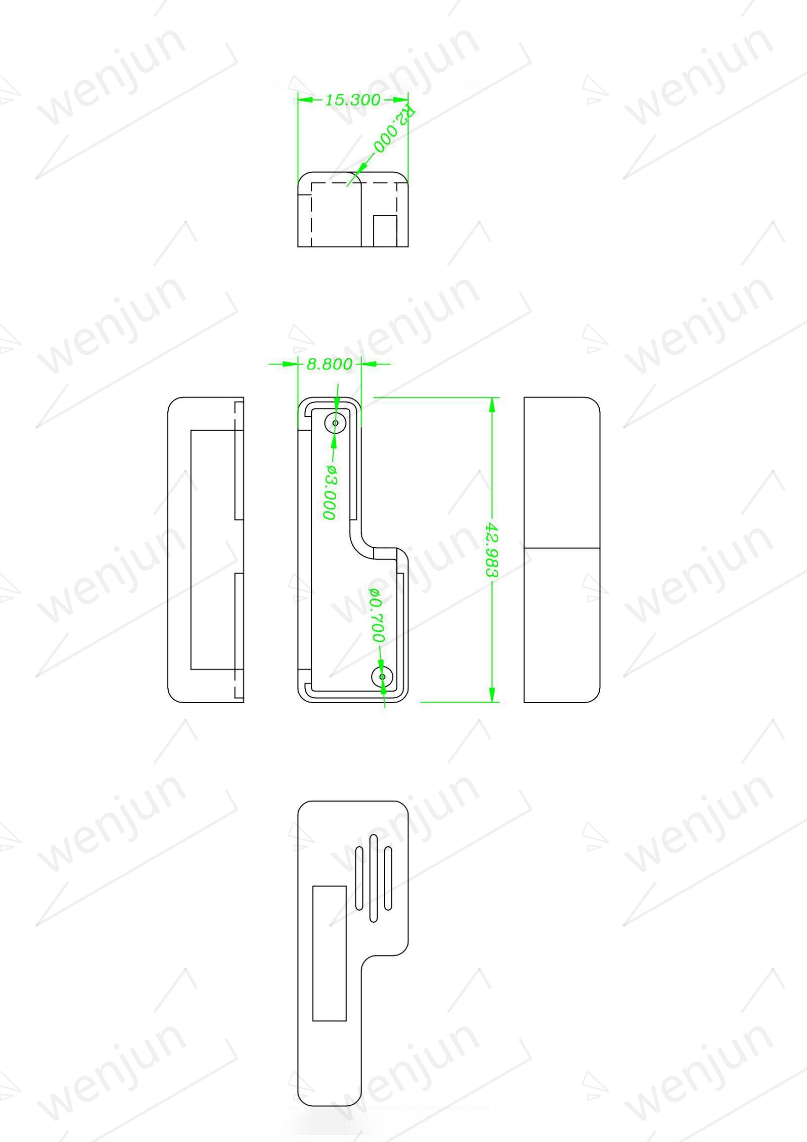ABS Brass PA66 OBD2 Plug Adapter Male Head 16 Pin With L Shaped Housing