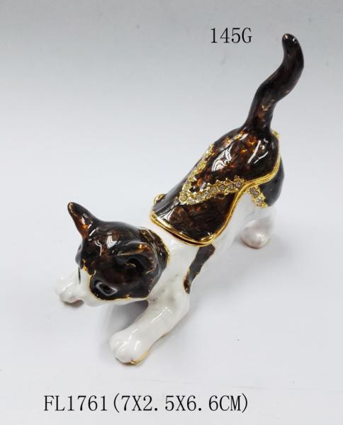 Buy cheap Promotional custom cat animal jewelry box metal cat trinket boxes cat shaped jewelry boxes from wholesalers