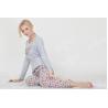 Buy cheap Lightweight Grey Womens Pyjama Sets Round Neck Long Sleeve Top / Printed Long Pants from wholesalers