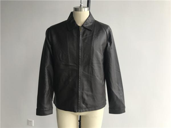 Buy cheap Dark Brown Mens Pu Faux Leather Jacket With Plastic Zip Through DOCO1722 from wholesalers