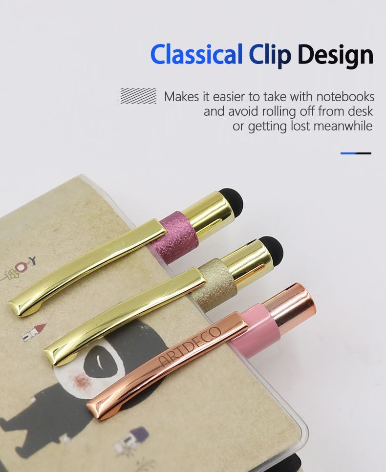 Glitter Press Style Ball Pen Touch Screen Metal Patterned Paint Ballpoint Pen