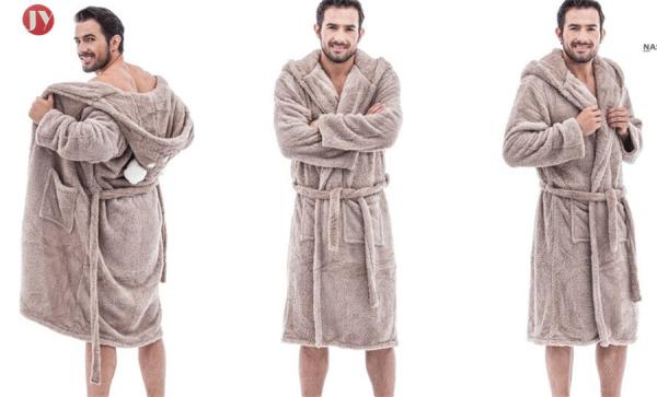 Custom Design Luxury Adult Unisex Long Hooded Shu Velveteen Robe. bear hooded