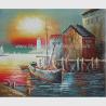 Buy cheap Sunrise Senery Orange Boats Oil Painting Sailboat Canvas Art For Parlour from wholesalers