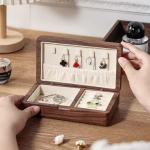 Durable wood jewelry storage box Ring Jewelry Packaging box Custom logo Walnut