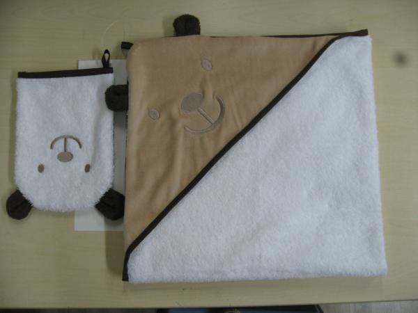 Buy cheap warp knitting fabric baby hooded towels and wash mitt from wholesalers