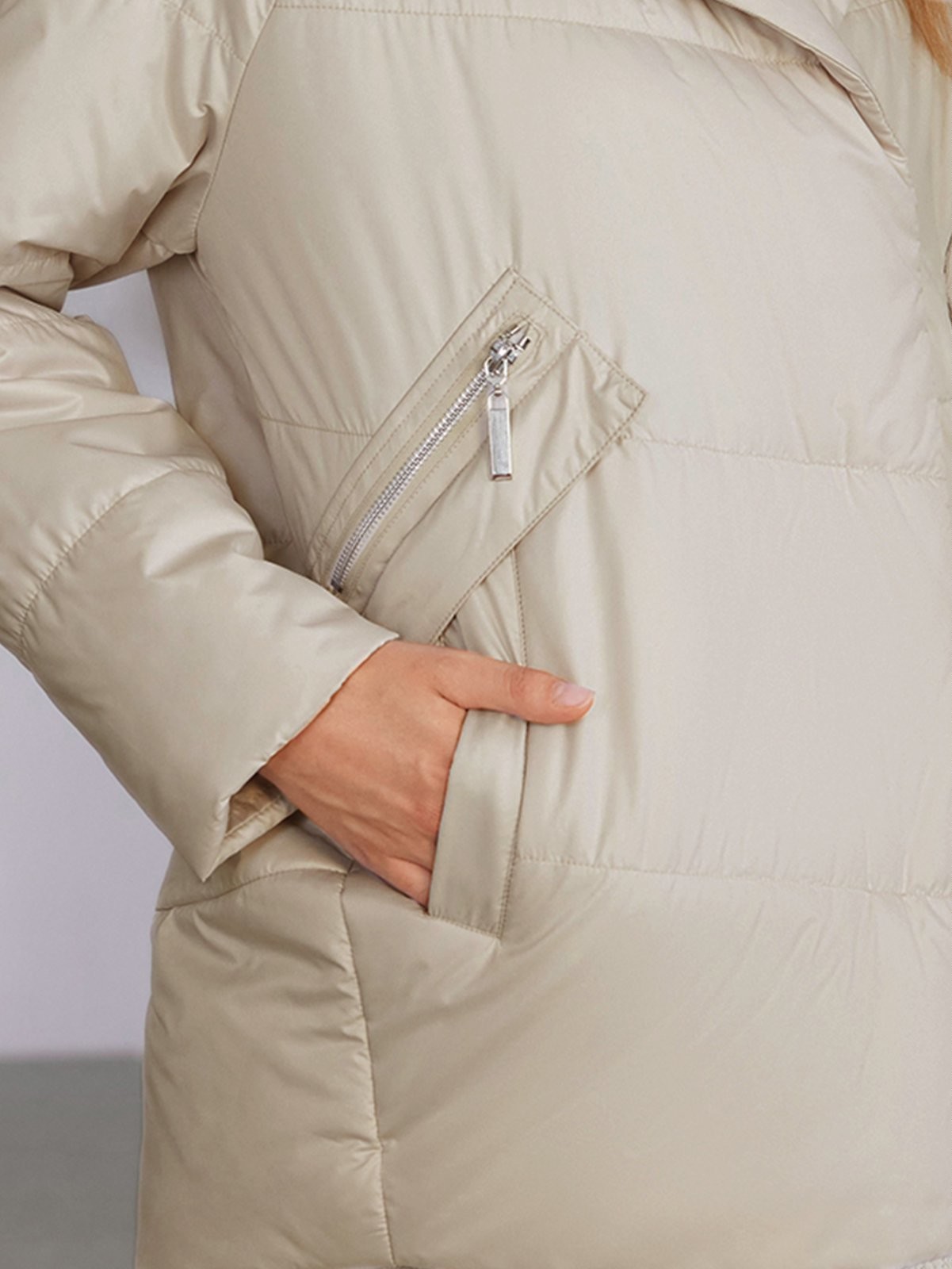 Spring/Autumn Padded Coat For Mid-Aged Women Short Length Double Pockets Imitation Fur European Winter